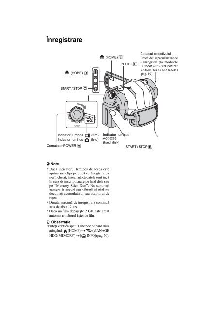 Sony DCR-SR32E - DCR-SR32E Mode d'emploi Roumain