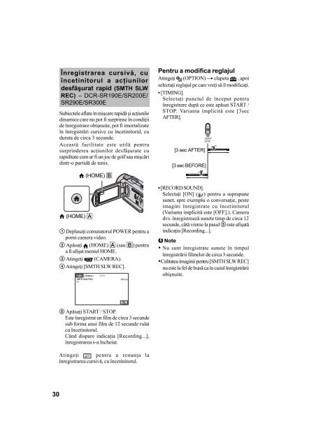 Sony DCR-SR32E - DCR-SR32E Mode d'emploi Roumain