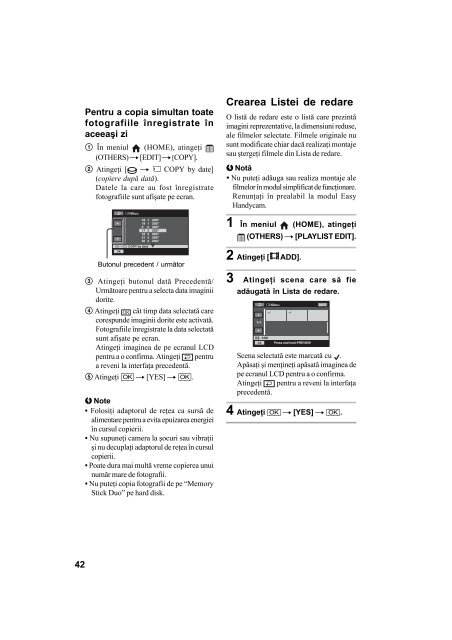 Sony DCR-SR32E - DCR-SR32E Mode d'emploi Roumain