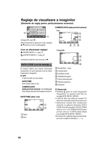 Sony DCR-SR32E - DCR-SR32E Mode d'emploi Roumain