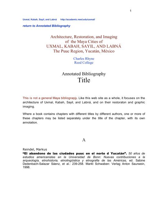 Annotated Bibliography - Reed College