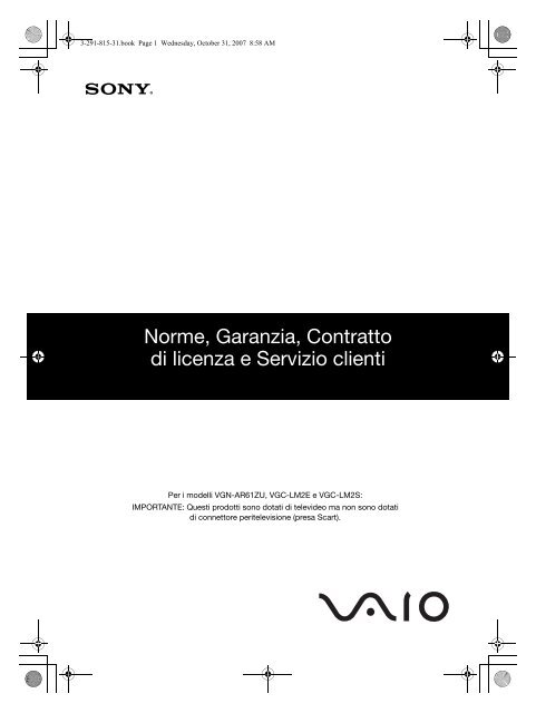 Sony VGN-FZ31E - VGN-FZ31E Documents de garantie Italien