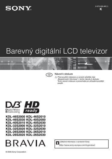 Sony KDL-26S2000 - KDL-26S2000 Istruzioni per l'uso Ceco