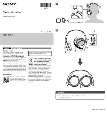 Sony MDR-ZX310 - MDR-ZX310 Istruzioni per l'uso Croato