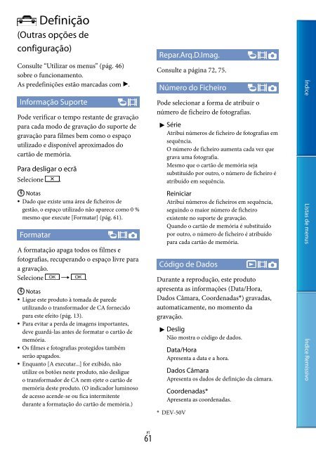 Sony DEV-50V - DEV-50V Guide pratique Portugais