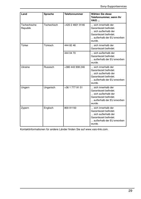 Sony VGN-SR4 - VGN-SR4 Documents de garantie Allemand