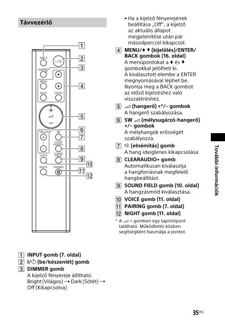 Sony HT-CT780 - HT-CT780 Consignes d&rsquo;utilisation Hongrois