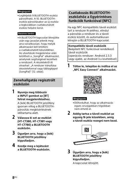 Sony HT-CT780 - HT-CT780 Consignes d&rsquo;utilisation Hongrois