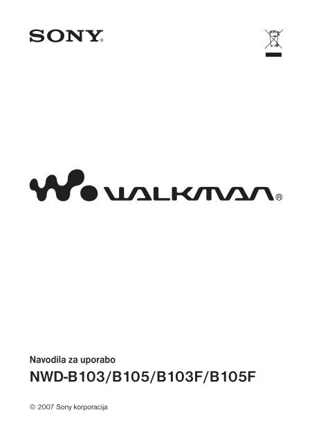 Sony NWD-B103 - NWD-B103 Istruzioni per l'uso Sloveno