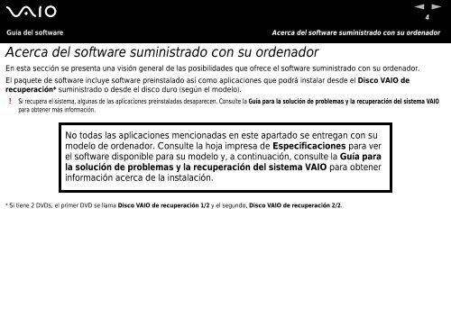 Sony VGN-S2XRP - VGN-S2XRP Manuel logiciel Espagnol