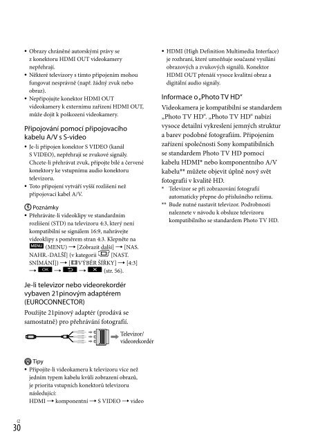 Sony HDR-CX116E - HDR-CX116E Consignes d&rsquo;utilisation Tch&egrave;que