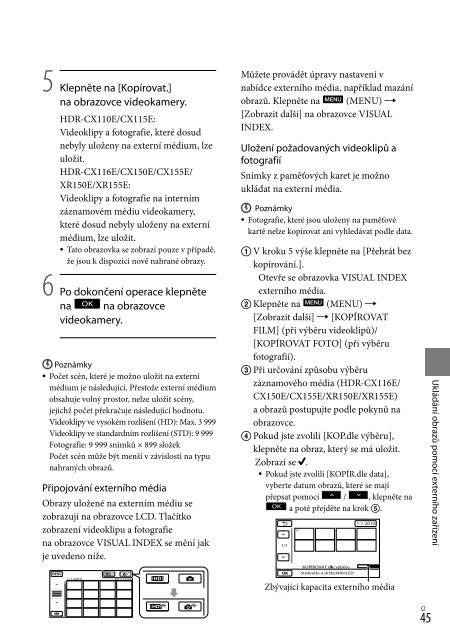 Sony HDR-CX116E - HDR-CX116E Consignes d&rsquo;utilisation Tch&egrave;que