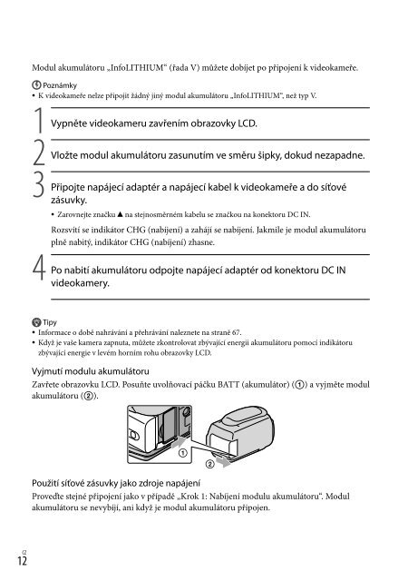 Sony HDR-CX116E - HDR-CX116E Consignes d&rsquo;utilisation Tch&egrave;que