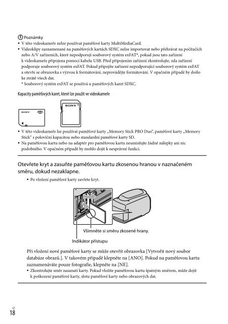 Sony HDR-CX116E - HDR-CX116E Consignes d&rsquo;utilisation Tch&egrave;que