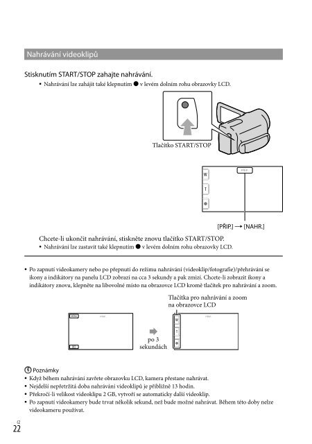 Sony HDR-CX116E - HDR-CX116E Consignes d&rsquo;utilisation Tch&egrave;que