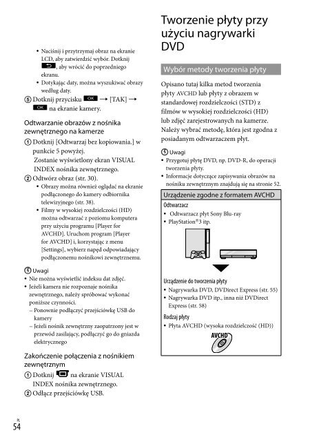 Sony HDR-CX116E - HDR-CX116E Consignes d&rsquo;utilisation Polonais
