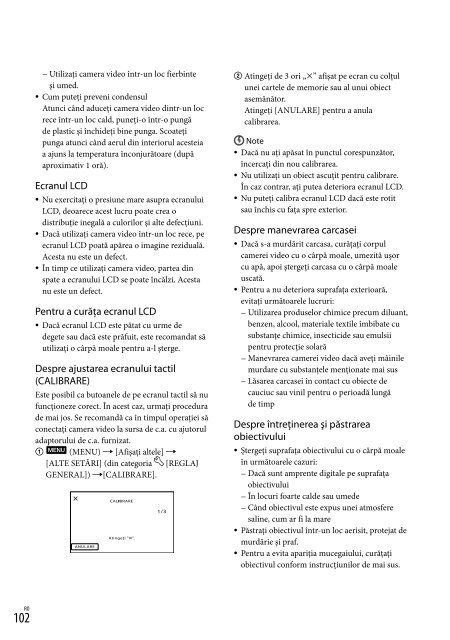 Sony HDR-CX116E - HDR-CX116E Consignes d&rsquo;utilisation Roumain