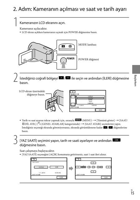 Sony HDR-CX116E - HDR-CX116E Consignes d&rsquo;utilisation Turc