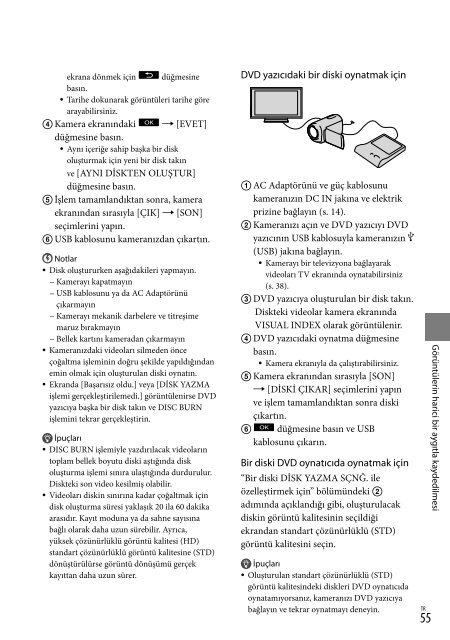 Sony HDR-CX116E - HDR-CX116E Consignes d&rsquo;utilisation Turc