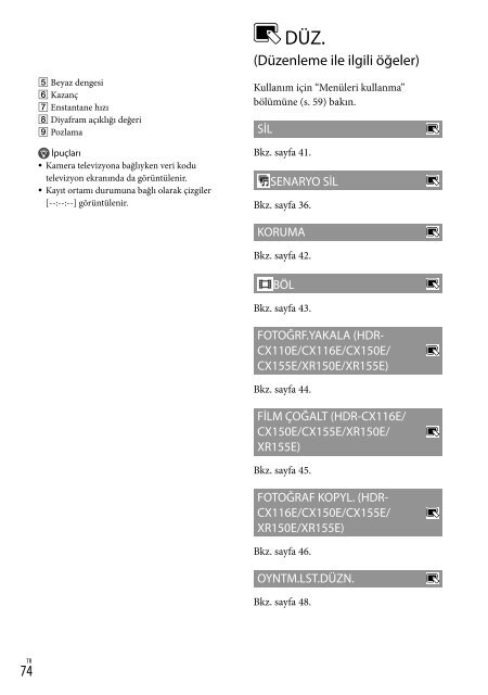 Sony HDR-CX116E - HDR-CX116E Consignes d&rsquo;utilisation Turc