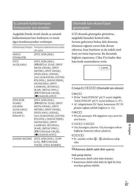 Sony HDR-CX116E - HDR-CX116E Consignes d&rsquo;utilisation Turc