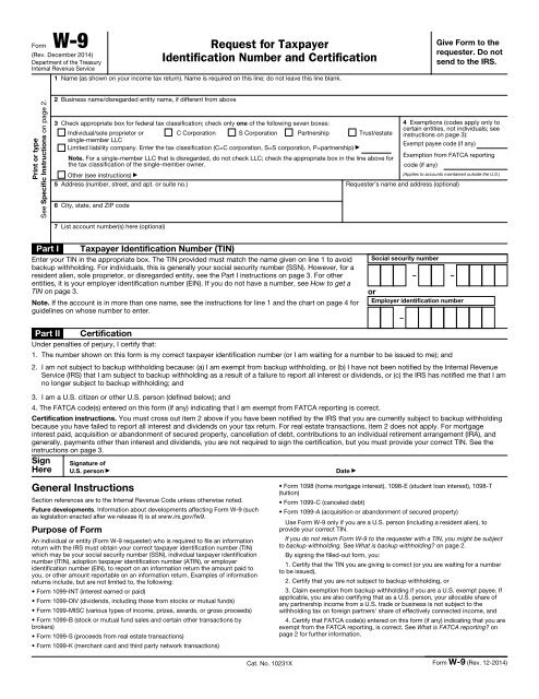 W9 Form Blank