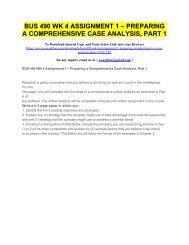 BUS 490 WK 4 ASSIGNMENT 1 – PREPARING A COMPREHENSIVE CASE ANALYSIS, PART 1