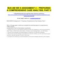 BUS 490 WK 8 ASSIGNMENT 2 – PREPARING A COMPREHENSIVE CASE ANALYSIS, PART 2