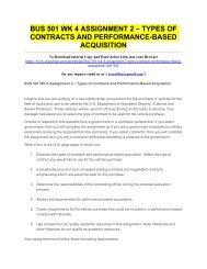 BUS 501 WK 4 ASSIGNMENT 2 – TYPES OF CONTRACTS AND PERFORMANCE-BASED ACQUISITION
