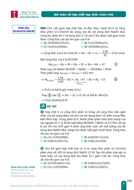 BÀI TẬP TRẮC NGHIỆM HÓA HỮU CƠ CẨM NANG DÙNG LUYỆN THI THPTQG CHẤT LƯỢNG CAO (COLOR BOOK)