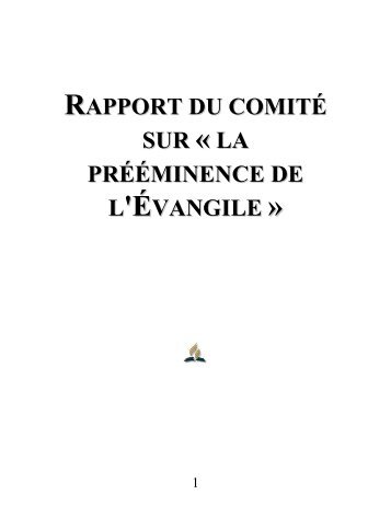 Rapport du comité sur « la prééminence de l'Évangile »
