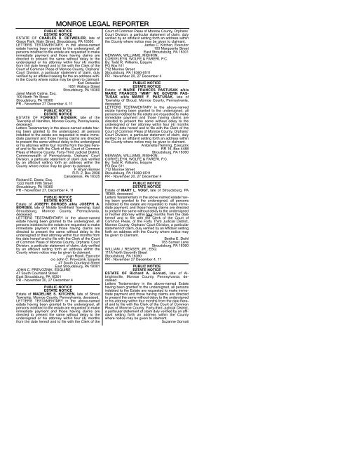 MONROE LEGAL REPORTER - Monroe County Bar Association