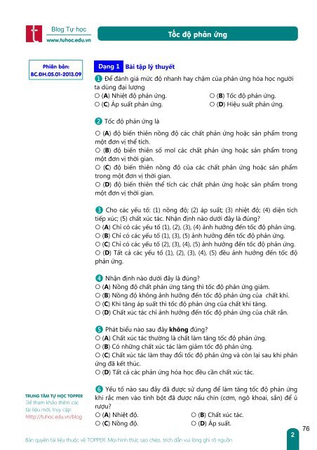 BÀI TẬP TRẮC NGHIỆM HÓA ĐẠI CƯƠNG VÀ VÔ CƠ CẨM NANG DÙNG LUYỆN THI THPTQG CHẤT LƯỢNG CAO (COLOR BOOK)