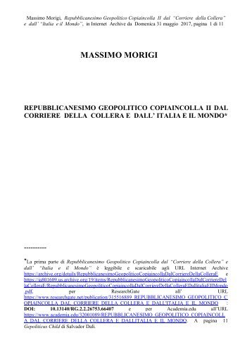 REPUBBLICANESIMO GEOPOLITICO COPIAINCOLLA II DAL CORRIERE DELLA COLLERA E DALL&#039;ITALIA E IL MONDO