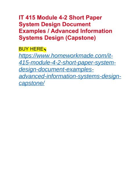 IT 415 Module 4-2 Short Paper System Design Document Examples ...