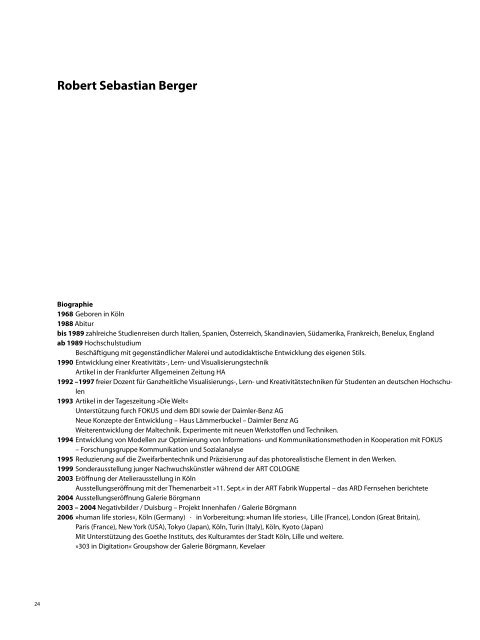 Robert Sebastian Berger - Galerie Börgmann