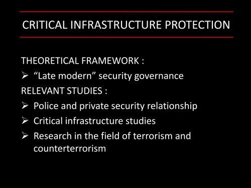 PROTECTING MAIN INFRASTRUCTURES: THE CASE OF - ERTA