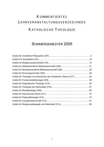 2005 - StudienServiceCenter Katholische Theologie - Universität Wien