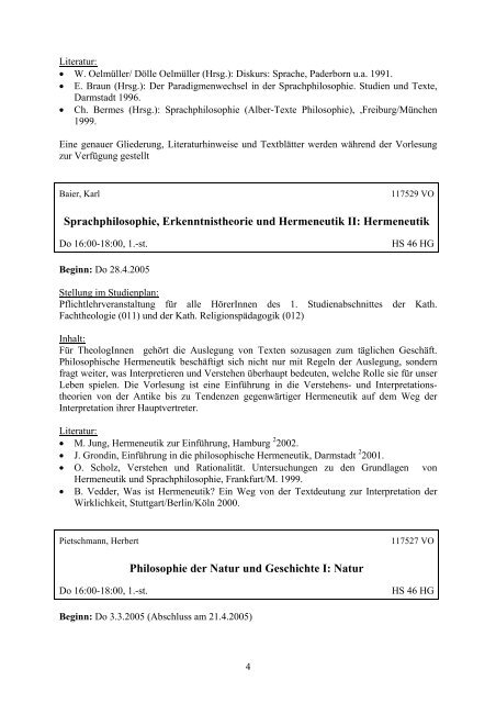 2005 - StudienServiceCenter Katholische Theologie - Universität Wien