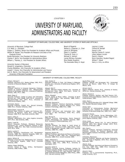 Chapter 9 - University of Maryland
