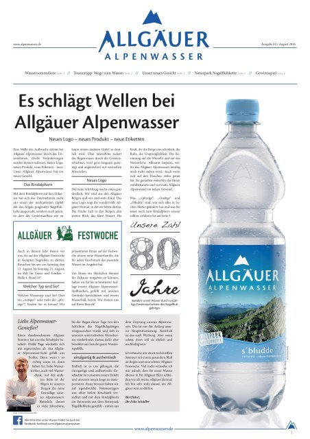 Allgäuer Alpenwasser Zeitung Ausgabe August 2016