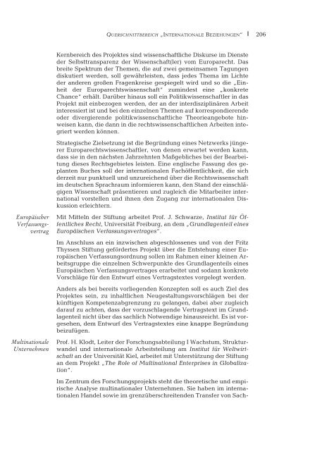 JAHRESBERICHT 2000/2001 - Fritz Thyssen Stiftung