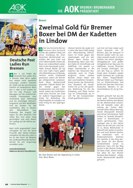 BREMER SPORT Magazin | Juni 2017