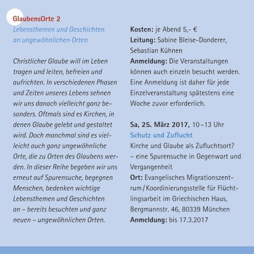 Programm Kircheneintrittsstelle 2017