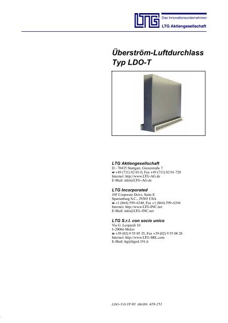 Überström-Luftdurchlass Typ LDO-T (233 KB) - LTG Aktiengesellschaft