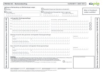 PIN Mail AG – Nachsendeauftrag 13.FO-0011-1.00-F-1011 Bitte in ...