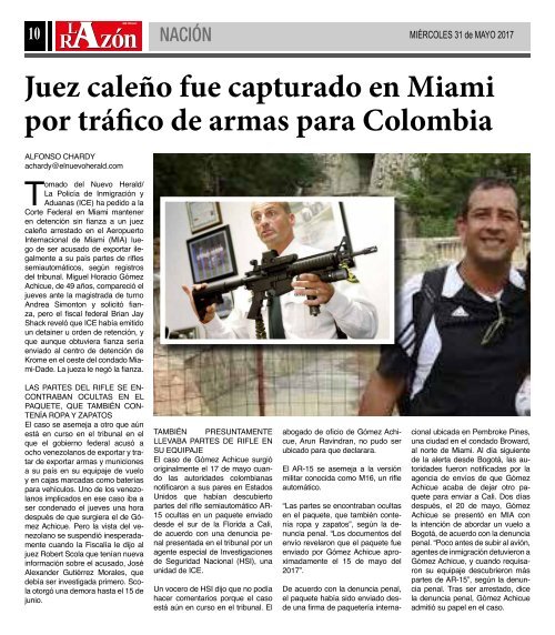 Diario La Razón de Cali, miércoles 31 de mayo de 2017