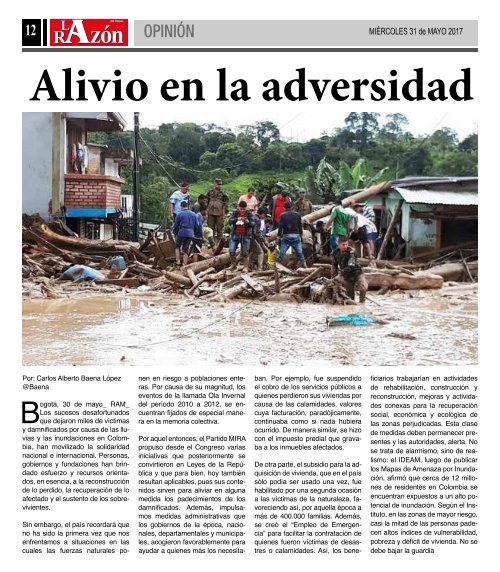 Diario La Razón de Cali, miércoles 31 de mayo de 2017