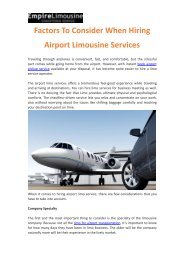 Factors To Consider When Hiring Airport Limousine Services