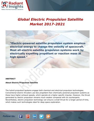 Global Electric Propulsion Satellite Market Opportunities and Forecast 2017-2021